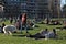 People relaxing in the park, Turin, Italy