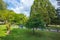 People are relaxing in public city park in Vienna, Austria