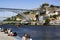 People relaxing at riverside quay