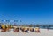 People relaxing in traditional beach chairs in Binz