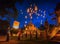 People release Khom Loi, the sky lanterns at Wat Phra Yuen.