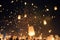 People release Khom Loi, the sky lanterns during Yi Peng or Loi Krathong festival