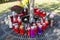 People remembering their loved ones who died; on the cemetery