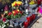 People remembering their loved ones who died; on the cemetery