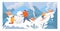 People rest mountain winter sport, character male female making snowman and sportsman skier down alpine flat vector