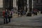 People resting at the entrance of St. Giles Cathedral, Edinburgh, Scotland