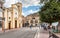 People resting in the park near the Mothers Church in the center of the Island of Women or Isola delle Femmine, province of Palerm