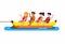 People ride on a banana boat, water sport in beach. cartoon flat illustration vector isolated in white background