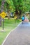 People ride bike in Bicycle path in Public Park