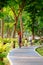 People ride bike in Bicycle path in Public Park