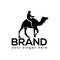 People rides on camel, camel logo. Flat design. Vector Illustration on white background