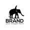 People rides on elephant, elephant logo. Flat design. Vector Illustration on white background