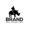 People rides on rhino, rhino logo. Flat design. Vector Illustration on white background