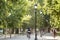 People riding bicycle in the Forestal Park, the more traditional urban park in the city