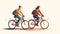people riding bicycles-cycling flat design, Outdoor activities