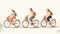 people riding bicycles-cycling flat design, Outdoor activities
