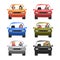 People Riding Cars Set, Drivers Driving Colorful Vehicles Cartoon Vector Illustration