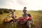 People riding on  quad bike.quad bikes on the mountains