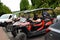 People riding quad bikes are queueing before the race.