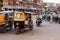People riding tuk-tuks and motobikes at Sadar Market, Jodhpur, I