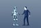 People And Robots Handshake Modern Human And Artificial Intelligence Futuristic Mechanism Technology