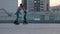 People rollerblading in the city.