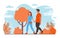 People on romantic date flat vector illustration, cartoon happy young couple characters dating, walking together in