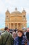 People at Rotunda Dome church of Mosta Malta