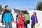 People roup With Snowboard And Ski Resort Snow Winter Mountain Friends Communication