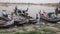 People rowing boats on the lake in Mandalay, Myanmar