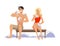 People rub their skin with snow for body hardening vector illustration isolated.