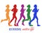 People run on a race, marathon. Vector colored figures of athletes. Silhouettes on a white background. active, healthy lifestyle c