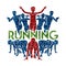 People run, Runner ,Marathon running, Team work running, Group of people running with text running