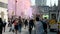 People running as coloured smoke is released at an Extinction Rebellion March on Parliament Street, London