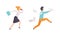 People Running with Briefcase, Business Person Rushing in Hurry to Get on Time Set Flat Vector Illustratio