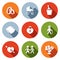 People\'s lives flat icons set