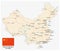 People`s Republic of China road vector map with flag