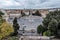 People`s Square Piazza del Popolo top wiew, aerial view in Rome, Italy,