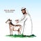 People are sacrificing goats orqurban on eid al adha mubarak festival card background