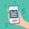 People scan QR code vector illustration concept, people use smartphone and scan qr code for payment and everything