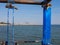 People in the sea and at the beach in the center of Larnaca in Cyprus