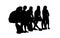 People seated outdoor silhouettes set 14