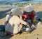 People selling fishes at the market in Phan Thiet, Vietnam