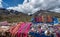 People selling rugs at La Raya market, Cusco, Peru