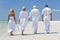 People Seniors Generations Family Walking On Beach