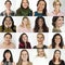 People Set of Diversity Women with Smiling Face Expression Studio Collage