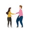 People shake hands. Partnership and business deals concept. Man and woman greet each other by shaking hands. Flat vector
