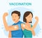 People Showing Vaccinated. Vaccination concept. vector illustration