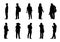 People silhouette stand on white background, Lifestyle men and women vector set, Shadow different human