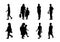 People silhouette walking set, Shadow different adult and child illustration, Black men and women 